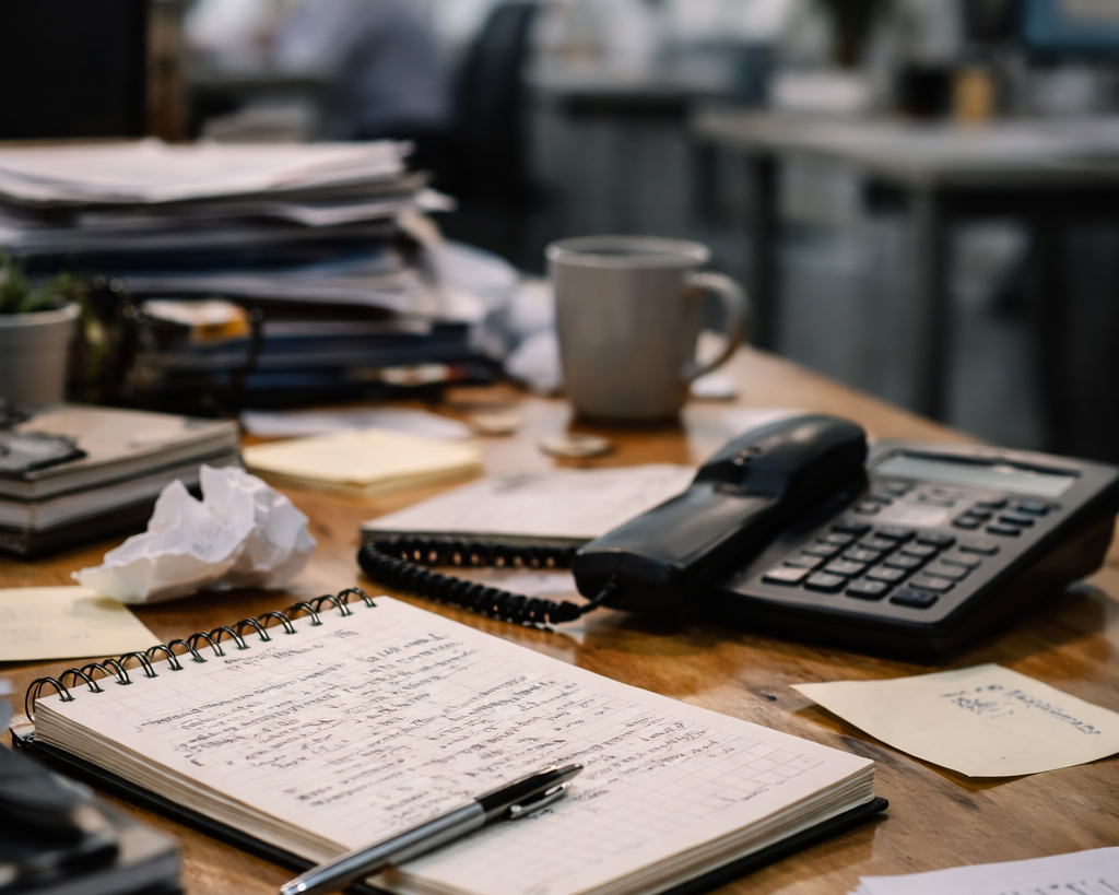 不器用な男性のデスク